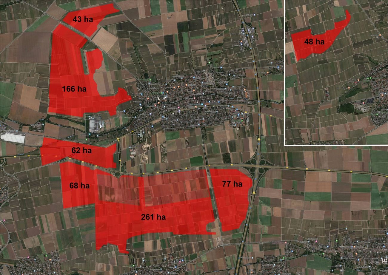 Geplanter Suchraum für großflächige Gewerbegebiete der Stadt Worms